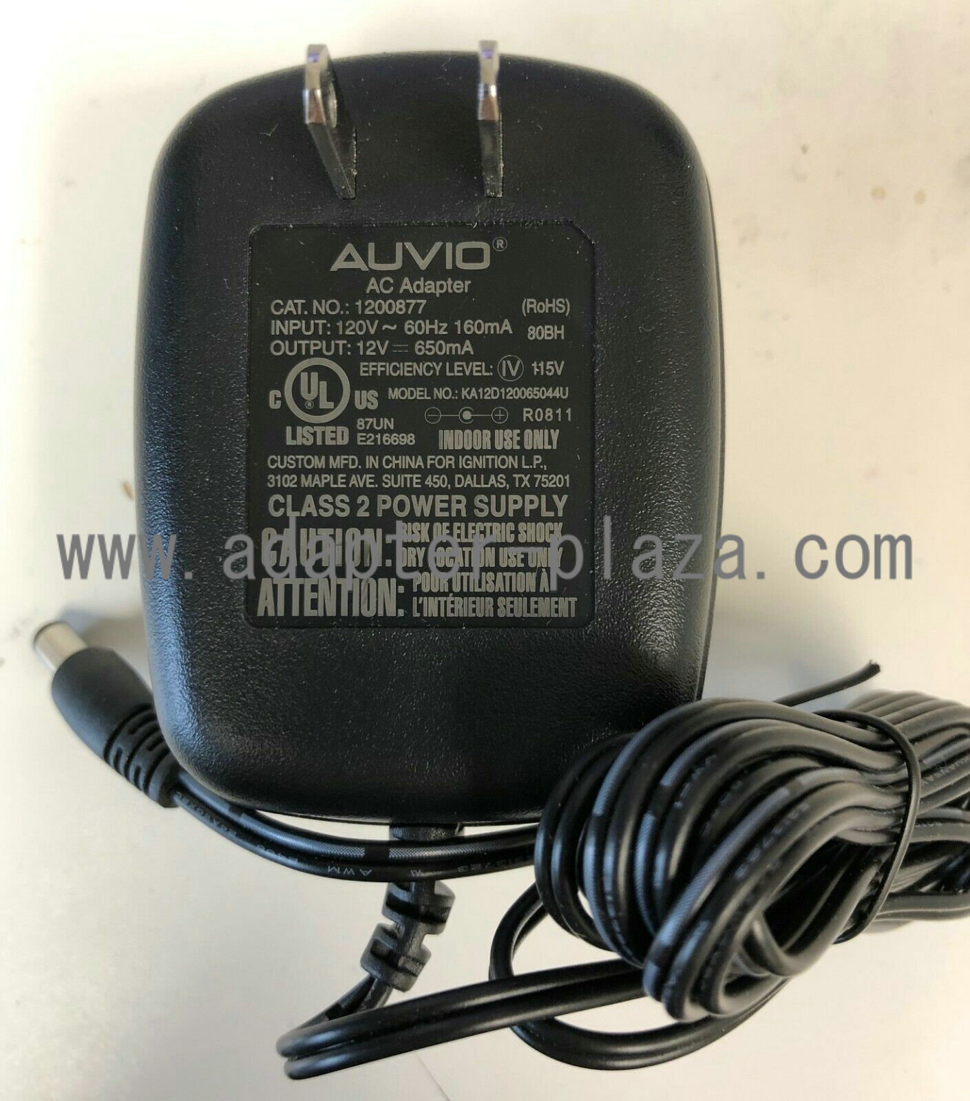 *Brand NEW* AUVIO KA12D120065044U Output 12V DC 650mA 1200877 AC DC Adapter POWER SUPPLY